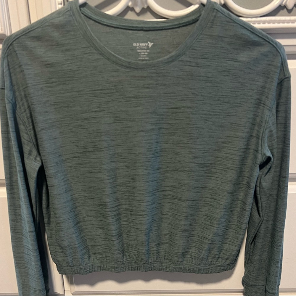 Old Navy Active- Girls L (10-12) Green Go-Dry Long Sleeved Shirt